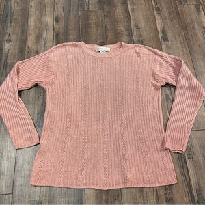Laura Martin Collection 80s Rose Pink Long Sleeve Sweater M‎ Medium Silk Blend